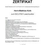 Zertifikat ISO 27001 Lead Auditor